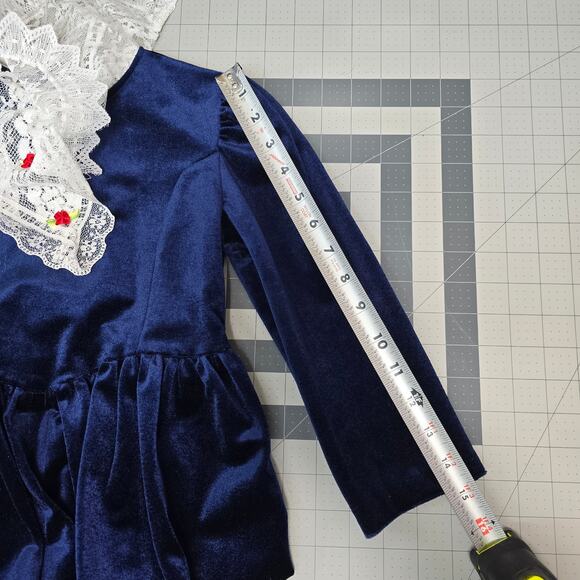 VTG Cuddle Teen Girl 6 Dress Velour Lace Long Sleeve Coquette Cottage Christmas - Picture 6 of 9